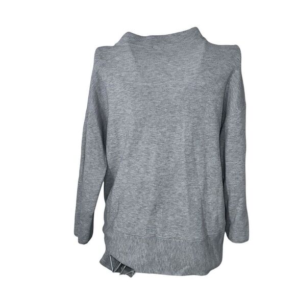 STUNNING CHICO'S Woman's Sweater W/ Tie At Bottom Gray Crew Neck Retail $109 Si - Picture 7 of 11